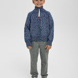 Choupette Dark Blue Melange Knitted Sweater With Zip