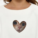 Choupette Ecru Stylish Cropped Sweatshirt