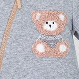 Choupette Grey Warm Overall With Teddy Applique
