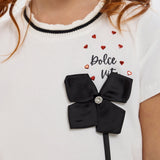 Choupette 3D Black Flower Decorated T-Shirt