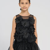 Elegant Black Flower Top