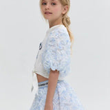 T-shirt with decoration, white-blue (86)