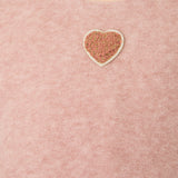 Choupette Peach Velour Decorated Sweatshirt With Heart Applique
