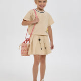 Choupette Pear Decorated Knitted Summer Set (T-Shirt And Skirt)