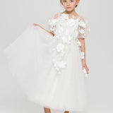 3D flowers dress, ecru(104)