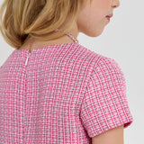 Choupette Stylish Tweed Dress With Beautiful Necklace