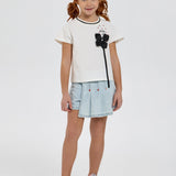 Choupette 3D Black Flower Decorated T-Shirt