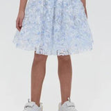 Embroidered Denim Shorts-Skirt ,pink(98)