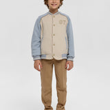 Choupette Beige Blue Combined Bomber Jacket