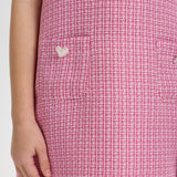 Choupette Stylish Tweed Dress With Beautiful Necklace