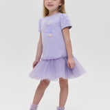 Combined Jersey Dress, lavander(86)
