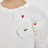 Choupette Decorated Blouse With 3D Flowers And Fruits