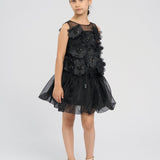 Elegant Black Flower Top