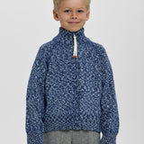 Choupette Dark Blue Melange Knitted Sweater With Zip