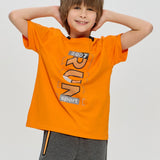 Sports T-shirt with Graphic Print, Orange(104)