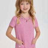Choupette Stylish Tweed Dress With Beautiful Necklace