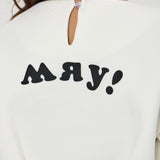 Choupette Ecru Stylish Cropped Sweatshirt