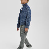 Choupette Dark Blue Melange Knitted Sweater With Zip