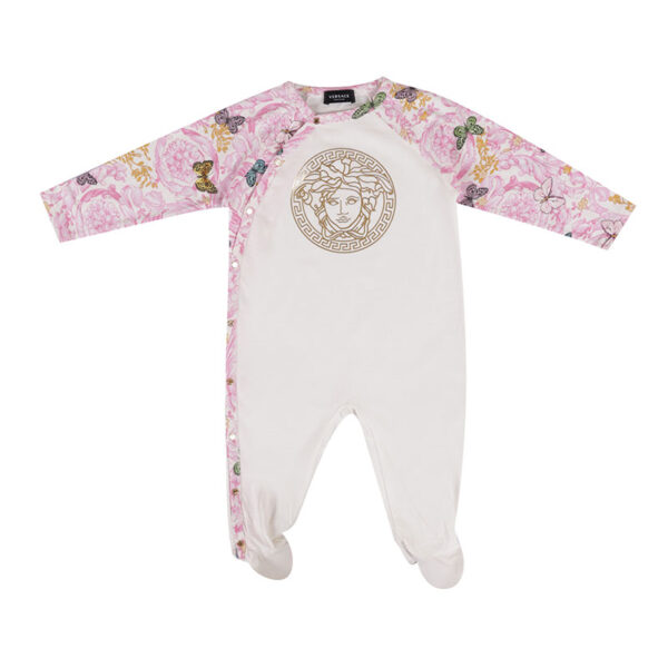 Versace White & Pink Medusa Butterfly Footie