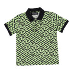 Versace Green & Black LA Greca Polo T-Shirt