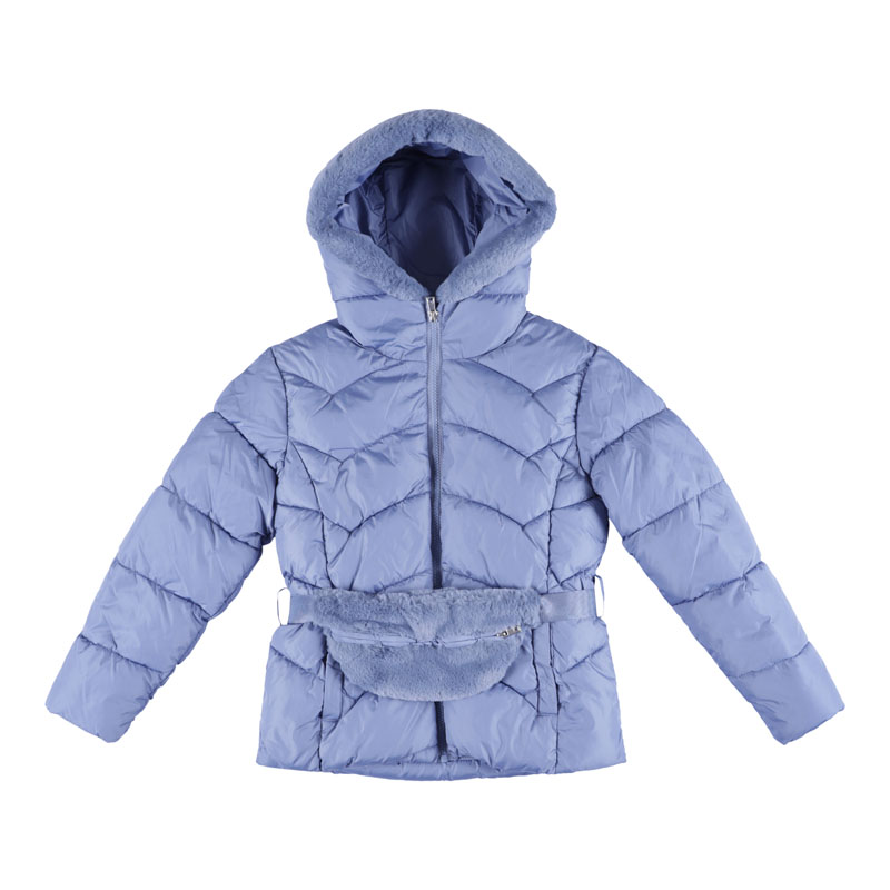 Blue Quilted Coat With Bum Bag - Les Petits