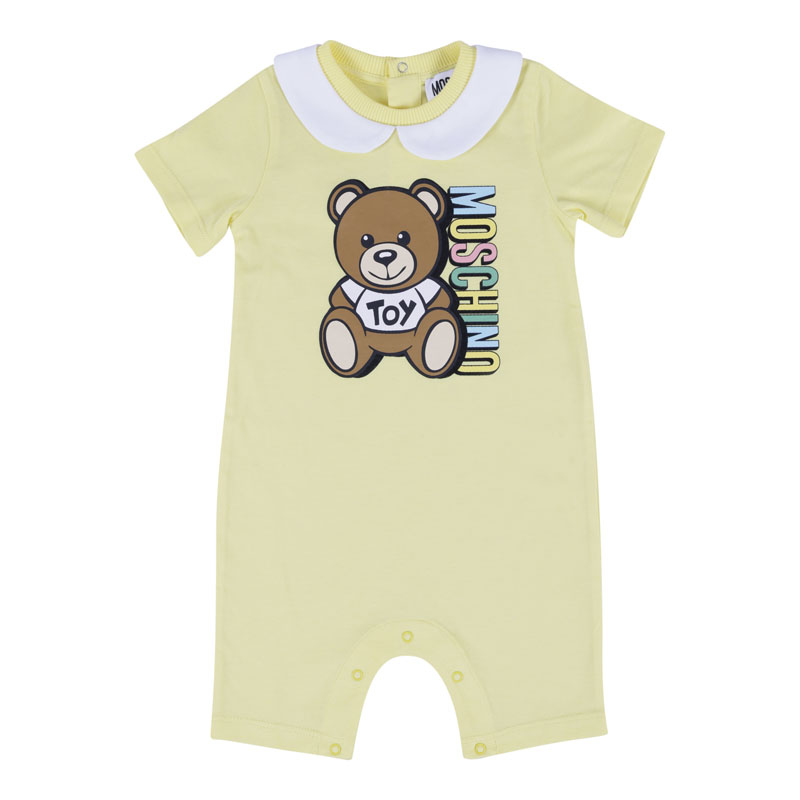 Yellow Teddy Bear Logo Playsuit - Les Petits
